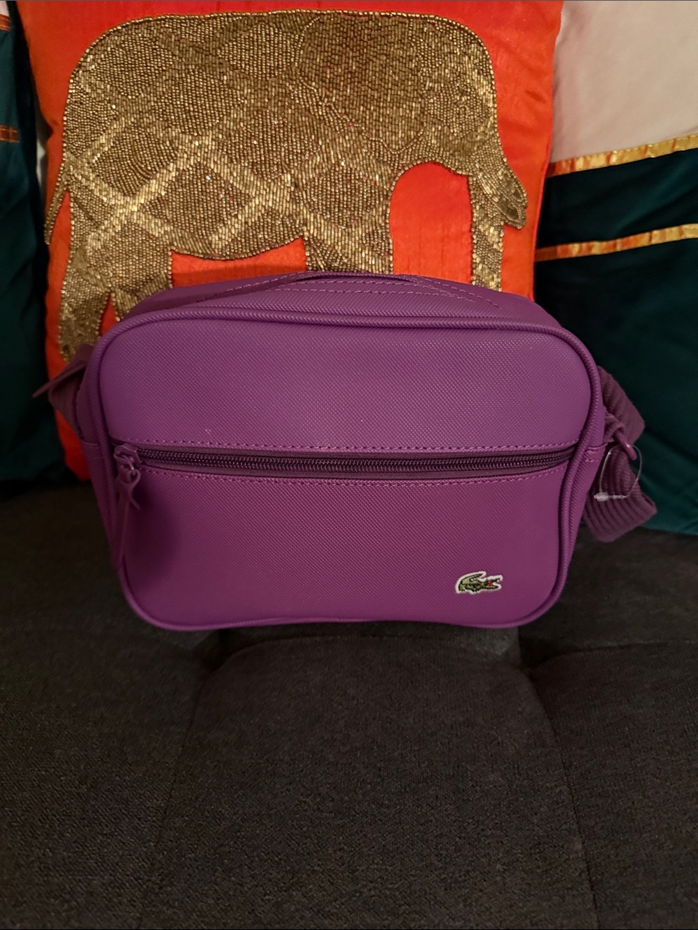 Lacoste Purple Compact Crossbody Messenger Bag